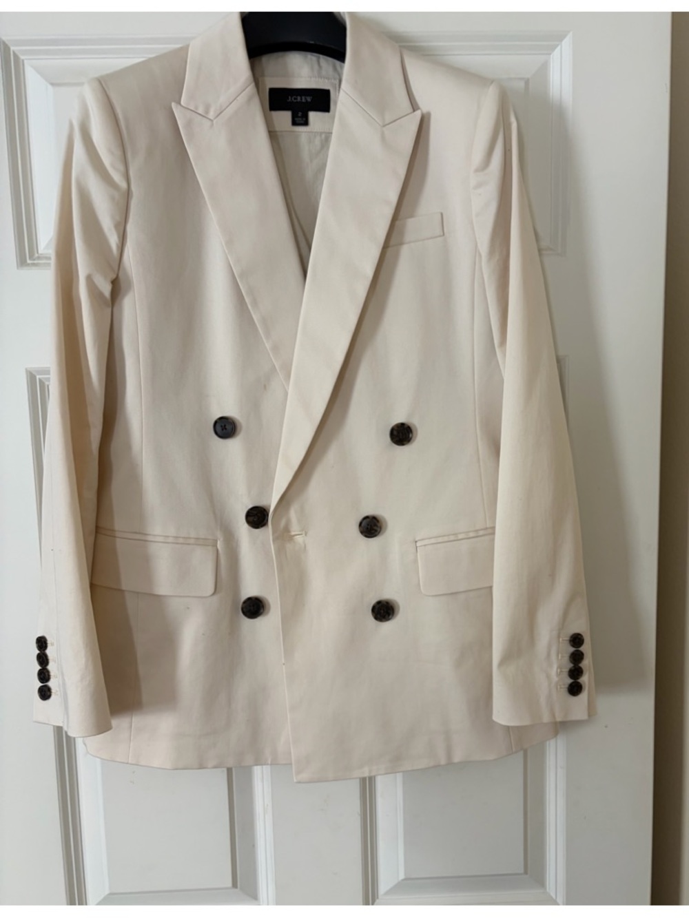J. Crew Double-Breasted Ivory Blazer